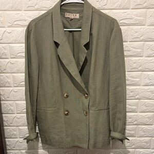 Dolan (Anthropologie) Women's Sage Green Double-Breasted Blazer